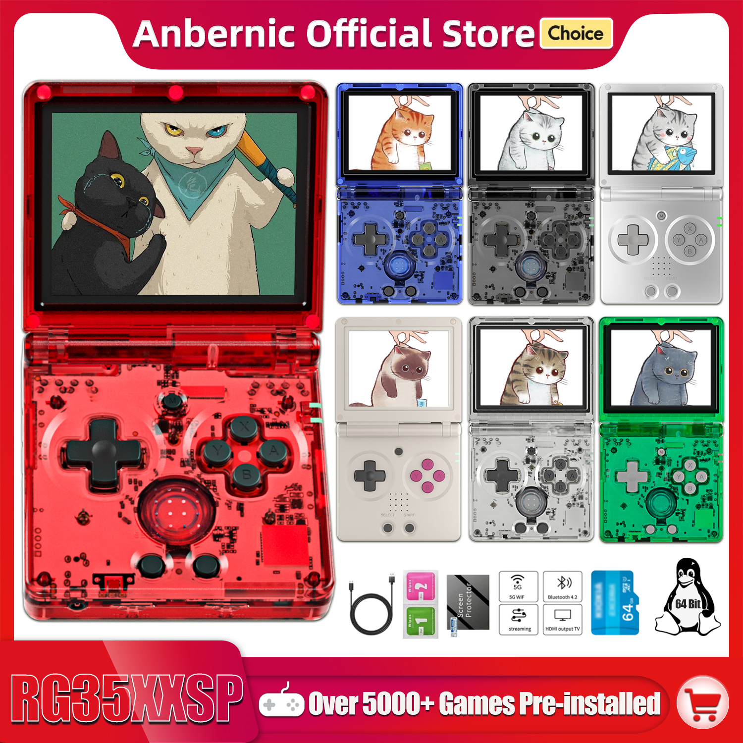 Gaming Console Old - เครื่องเล่นเกมพกพา Anbernic NEW RG35XXSP แบบพับได้ หน้าจอ