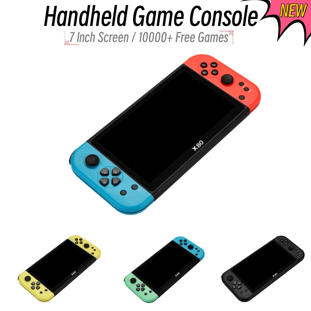Gaming Console Old - 10000คอนโซลเกมพกพา X80เกม7นิ้วหน้าจอเครื่องเล่นเกมมือถือ16GB สำหรับ PS1 /mame เกมอาเขตเกมย้อนยุครองรับทีวี