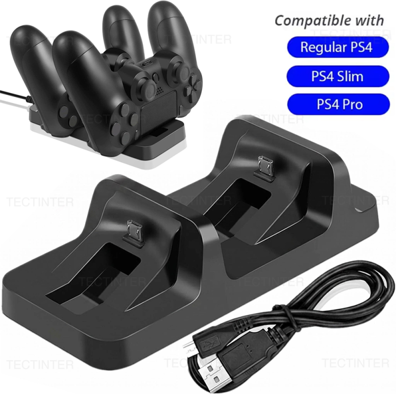 Gaming Console Station - แท่นชาร์จคู่สำหรับคอนโทรลเลอร์ PS4 แท่นวางชาร์จสำหรับโซนี่ เพลย์สเตชัน 4 เกมแพดคอนโทรลเลอร์เกมอุปกรณ์เสริม