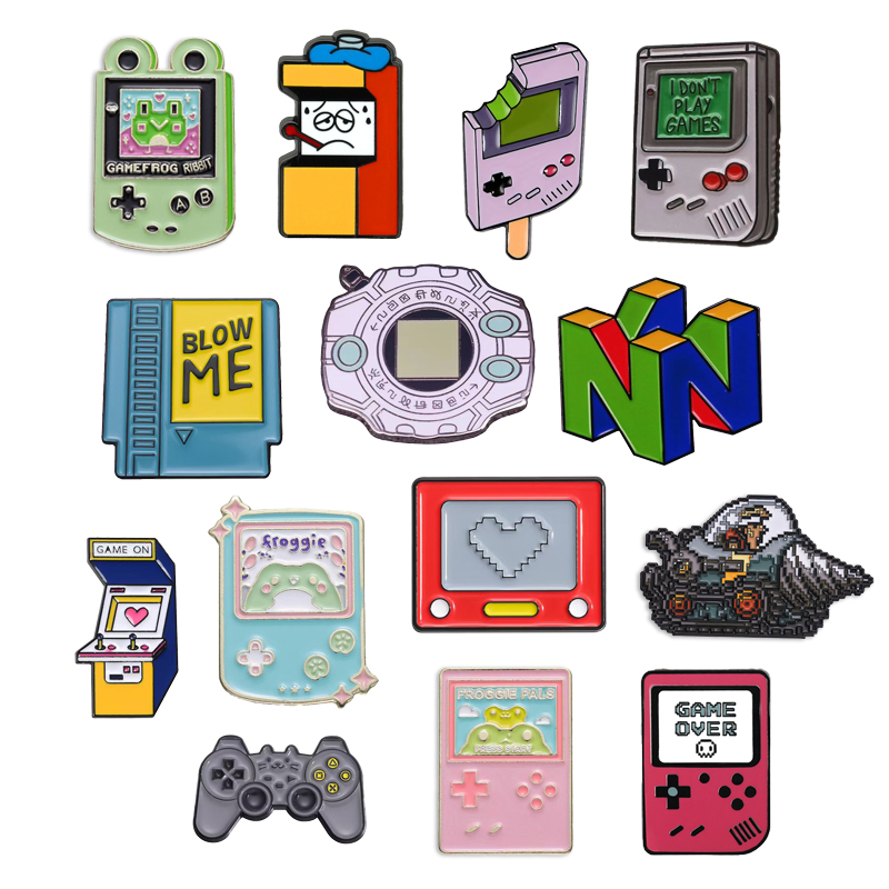 Gaming Console Old School - การ์ตูนสร้างสรรค์คอนโซลเกมดิจิตอล Pin Retro เกมอาเขตโลโก้เข็มกลัดป้ายโลหะนักเรียนโรงเรียนกระเป๋า Pin อุปกรณ์เสริม