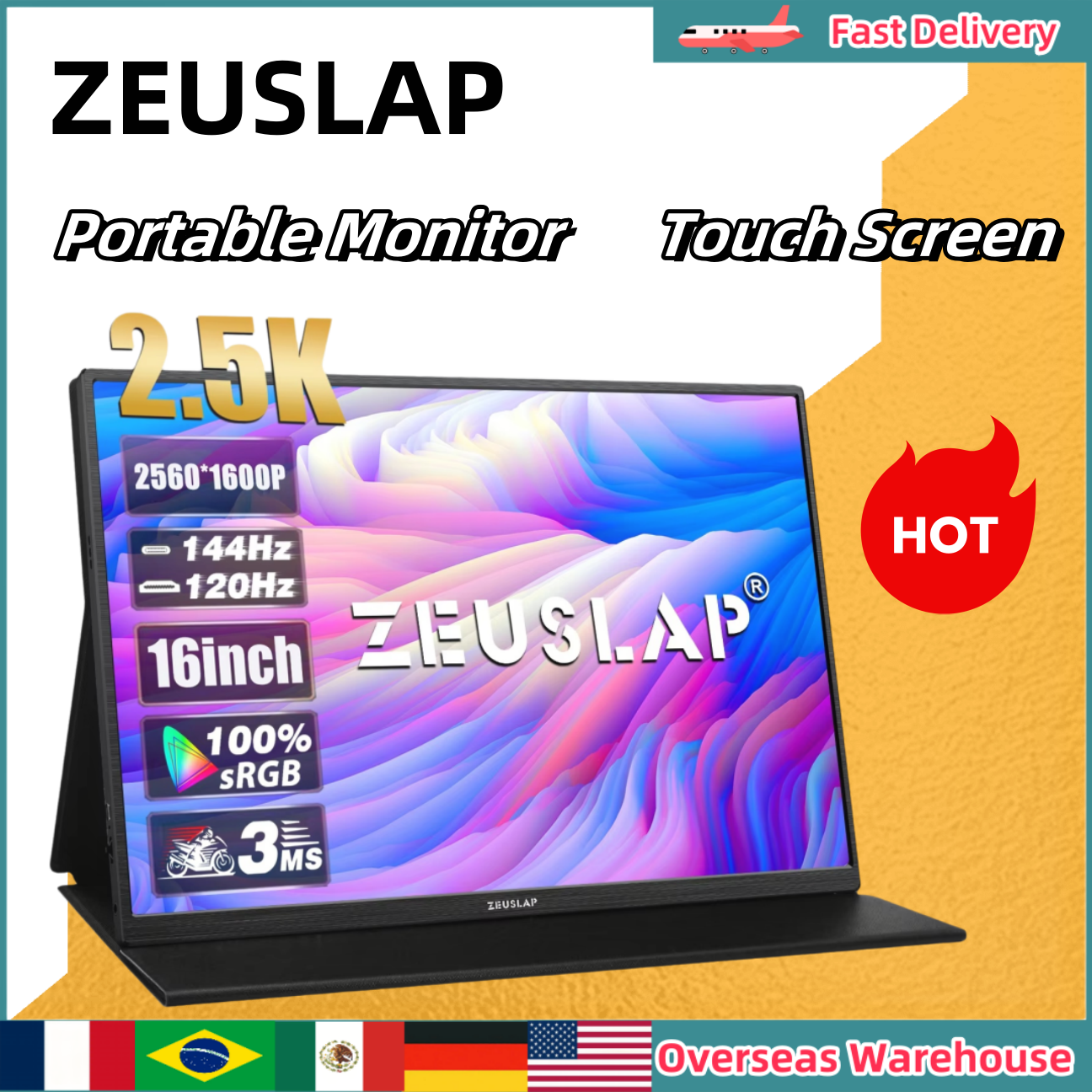 Gaming Console And Monitor - ZEUSLAP จอภาพแบบพกพาหน้าจอสัมผัส 16 