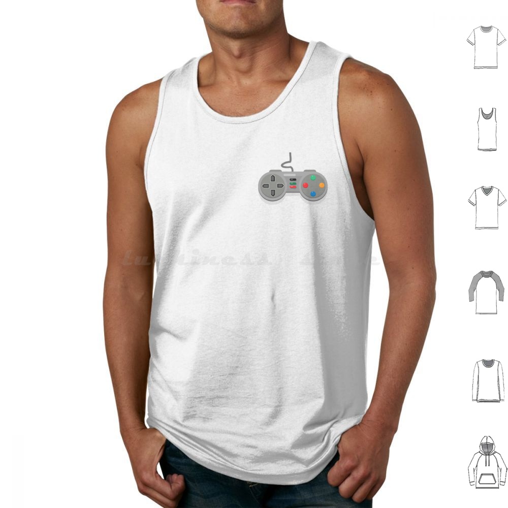 Gaming Console Old - คอนโทรลเลอร์เกมเก่า เสื้อกล้ามสีเทา เสื้อกั๊กไร้แขน คอนโทรลเลอร์เกม เรโทร สีเทา