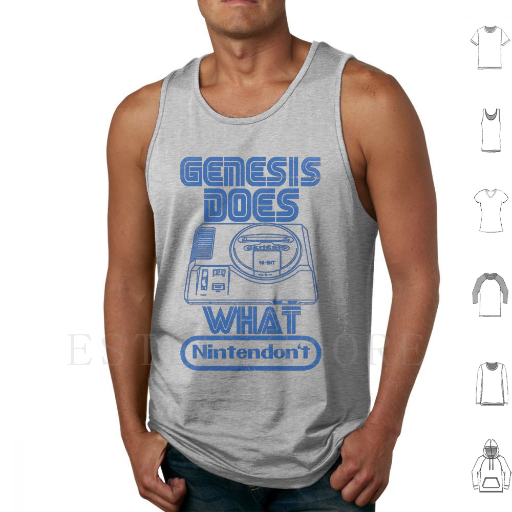 Gaming Console Old School - คอนโซล Wars เสื้อกล้ามเสื้อกั๊กผ้าฝ้ายโลโก้ Megadrive Genesis Gaming