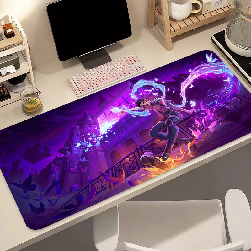 Gaming Console Desk - แผ่นรองเมาส์เกมเมอร์คอมพิวเตอร์อะนิเมะพีซี วาโลแรนท์ โคลฟแผ่นรองเมาส์ วาร์มิโล บัตเตอร์ฟลาย โลโก้แผ่นรองคีย์บอร์ดอุปกรณ์เสริมสำหรับเล่นเกมแผ่นรองเม้าส์ตั้งโต๊ะ