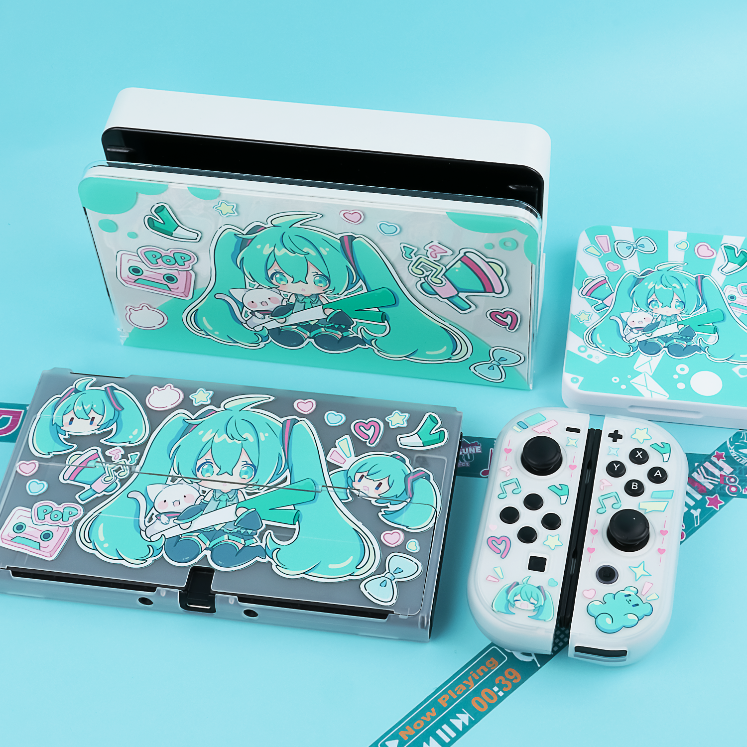 Gaming Console Free - เคสป้องกันสวิตช์ 2 OLED ฮัตสึเนะ มิกุ แบบแยกส่วน