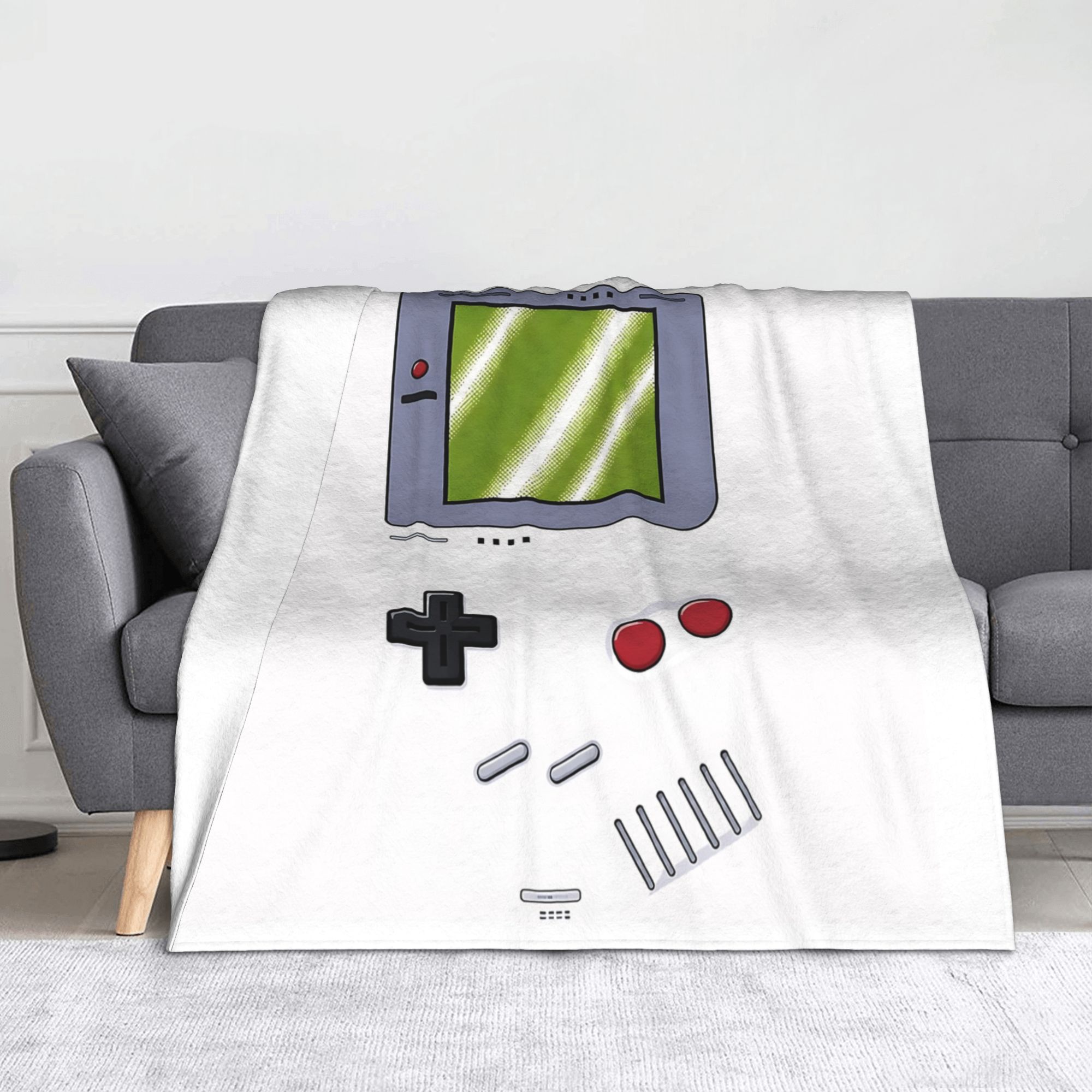 Gaming Console Old School - ผ้าห่มลายเกมคอนโซลแบบพกพา สไตล์วินเทจ สำหรับเกมเมอร์ ผ้าห่มอเนกประสงค์ ใช้ได้กับเตียง โซฟา