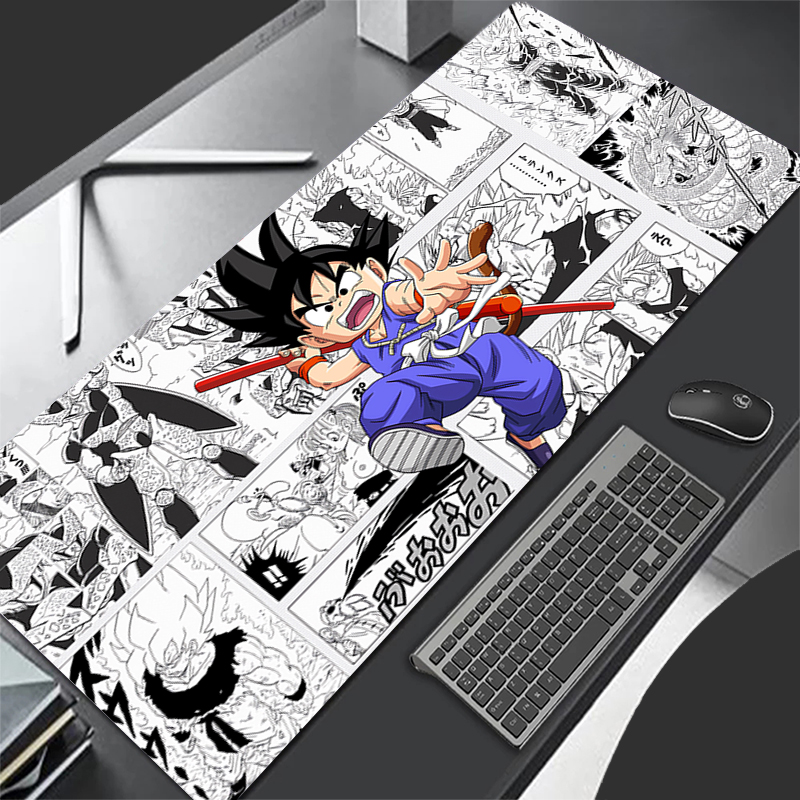 Gaming Console Desk - แผ่นรองเมาส์คอมพิวเตอร์ลายโกคู แผ่นรองคีย์บอร์ดลายดราก้อนบอล แผ่นรองเมาส์เท่ๆ สำหรับเกมเมอร์ แผ่นรองเมาส์นุ่มสำหรับสำนักงาน พีซี