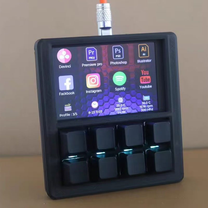 Gaming Console Display - แป้นพิมพ์มาโครแบบตั้งโต๊ะขนาด 3.5 นิ้ว LCD DIY แบบตั้งโปรแกรมได้