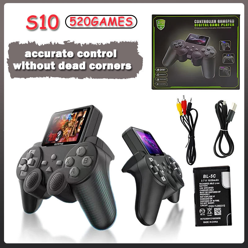 Gaming Console Old - S10คอนโซลเกมมือถือวิดีโอขนาด2.4นิ้วรีโมทคอนโทรลขนาดเล็กของ520คอนโซลเกมเอาต์พุต AV ตัวควบคุมวิดีโอของขวัญสำหรับเด็ก8บิต