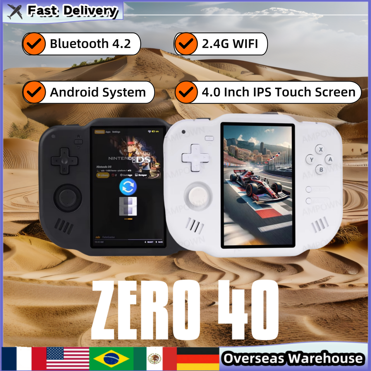 Gaming Console Bluetooth - Zero 40 คอนโซลเกมมือถือหน้าจอIPS 4.0 นิ้วระบบAndroidแบบพกพาคอนโซลเกมRetro Bluetooth