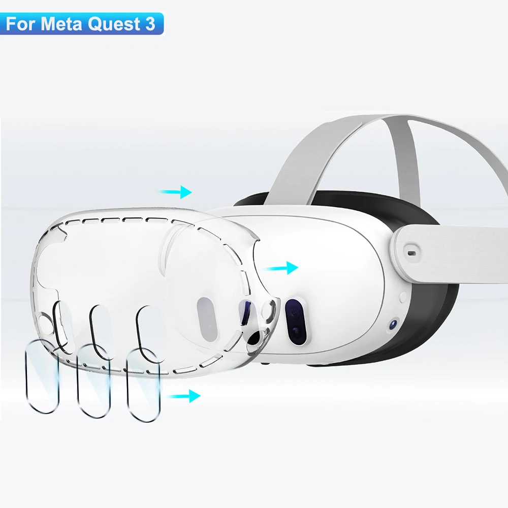 Vr Lens Protector - เคสเชลล์โปร่งใสสําหรับอุปกรณ์เสริม Meta Quest 3, VR ชุดหูฟังฝาครอบป้องกันเลนส์กล้องกระจกนิรภัยสําหรับ