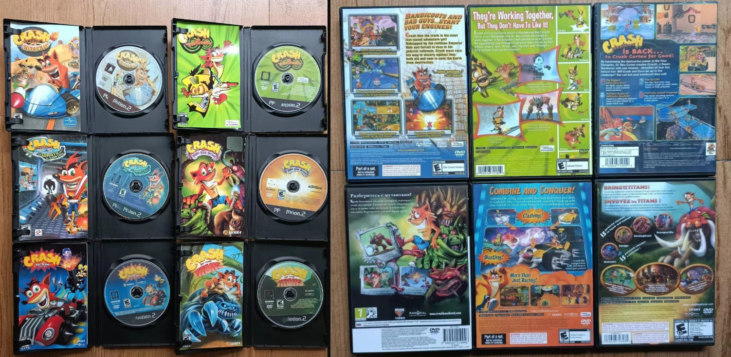 Gaming Console Station - แผ่นเกม PS2 สำหรับเครื่องเล่น Crash Bandicoot Series