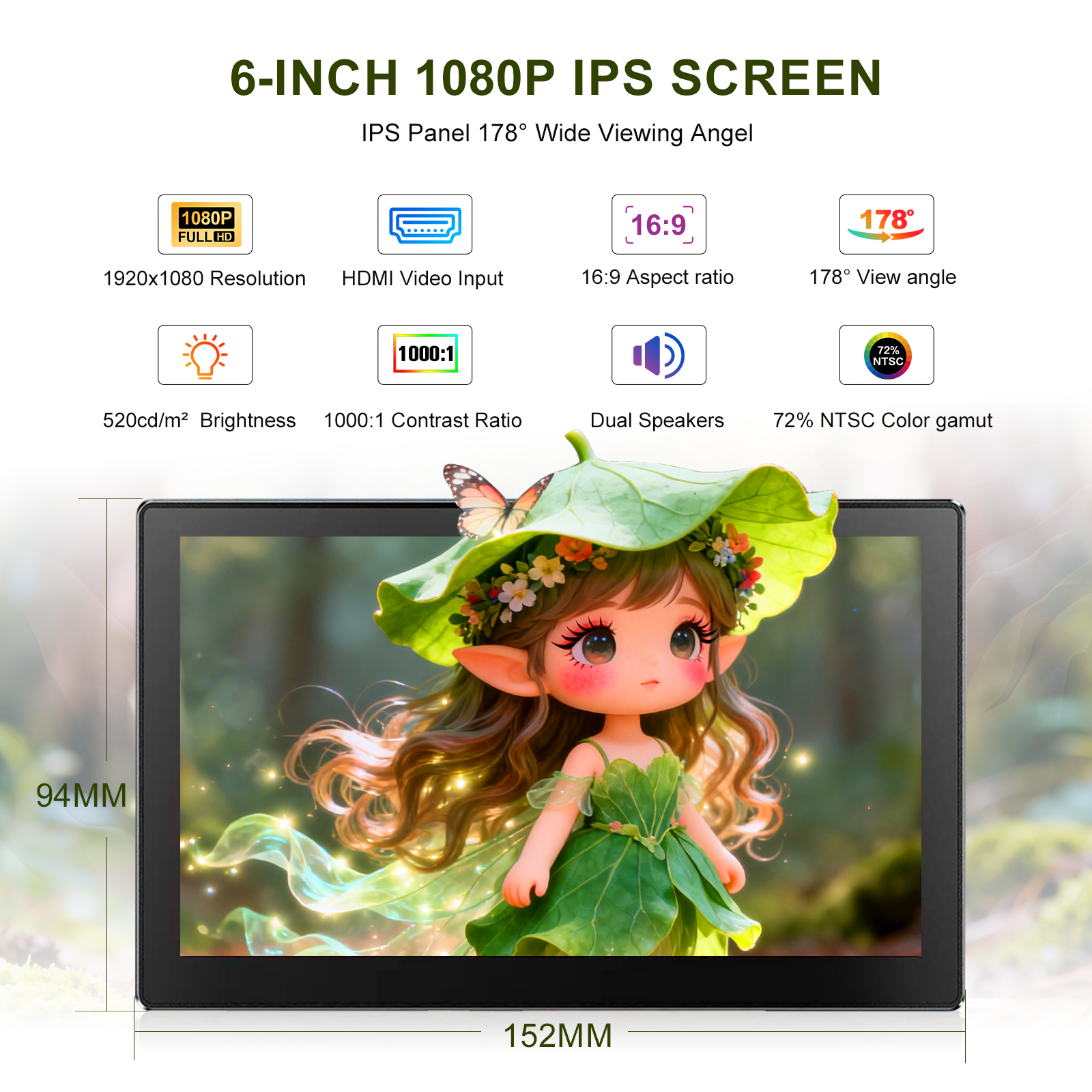 จอภาพพกพาขนาด 6 นิ้ว HD 1080P  - Gaming Console And Monitor บทวิจารณ์และราคา